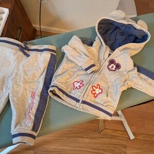 Disney Baby Mickey Mouse Light Gray Hoodie & Jogger sweat set